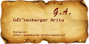 Günszberger Arita névjegykártya